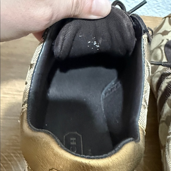 Coach Brown and Gold Patterned Sneakers - Picture 6 of 7